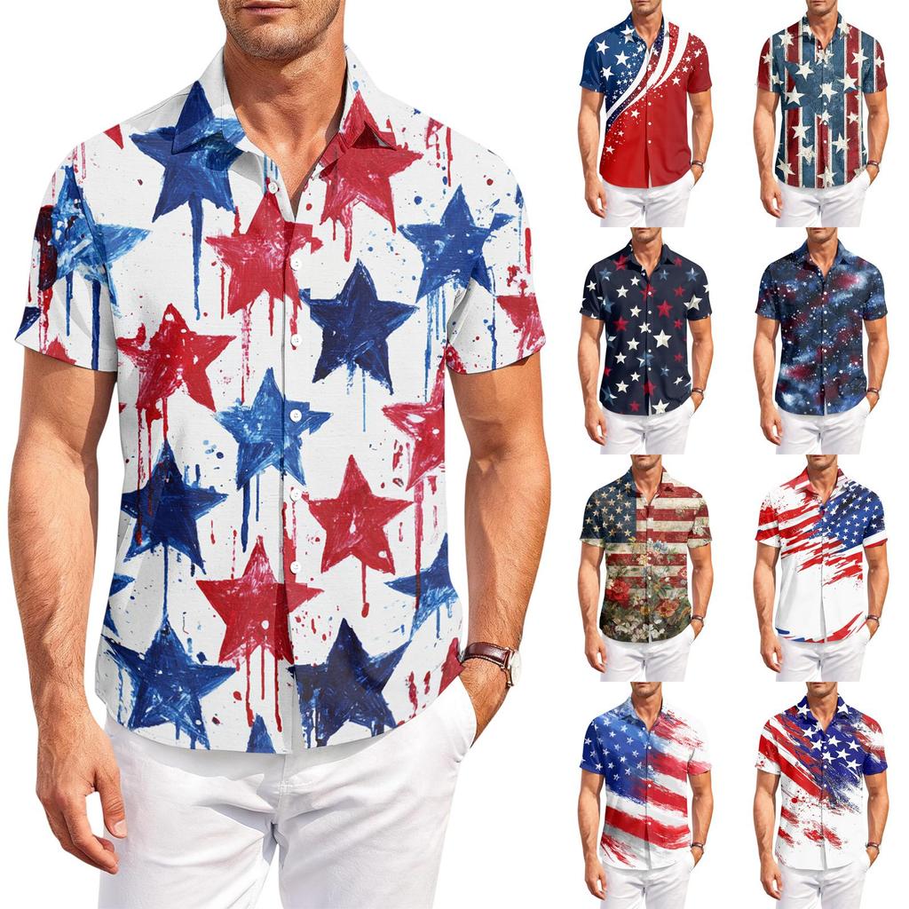 Men's Casual Short-Sleeve Collared Shirt