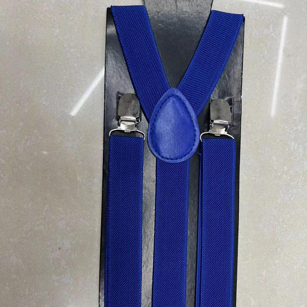 Unisex Black Adjustable Three-Clip High-Elastic Suspenders for Dress Pants