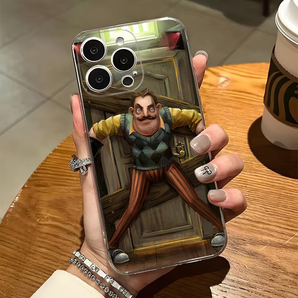 

CARTOON H-HELLO GAME NEIGHBOR Phone Case For Iphone 15 Pro Max 14 16 Plus 12 11 13 Mini 7 8 X XR XS SE Transparent Back Cover iPhone11