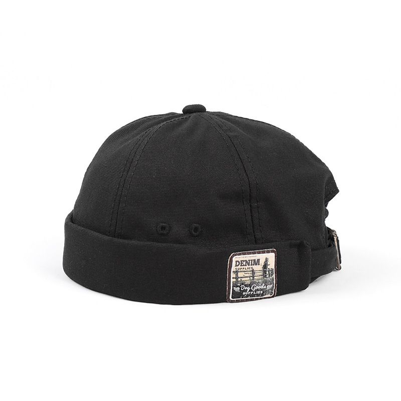 

Retro Chinese Landlord Hat Ins Spring and Summer Easiest for Match Letter Patch Yuppie Hat Men and Women K-style Skullcap Sailor Hat Black Adjustable