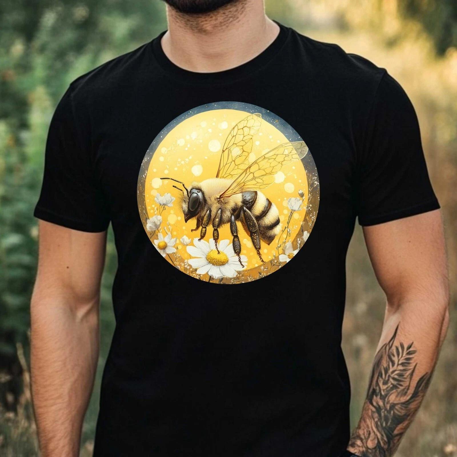 

Men s Bee in Moonlight Motif Cotton T-Shirt Size XS to 5XL- L