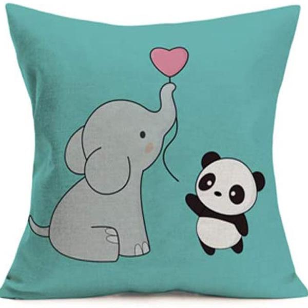 Nordic Cartoon Animal Pillow Cover Cute Printed Linen Pillow Home Ornament Sofa Car Premium Durable Quality Useful