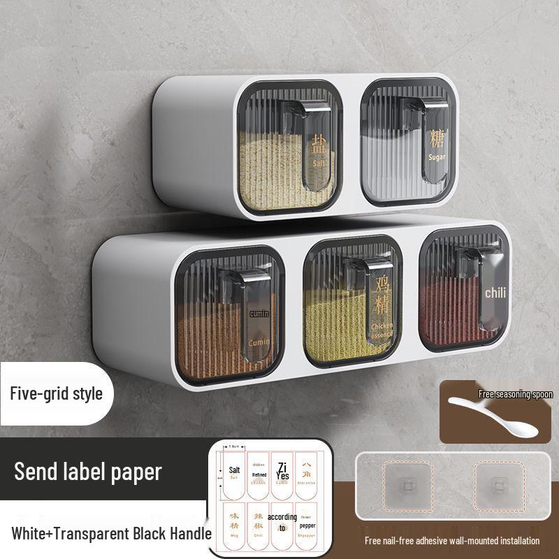 Wall-Mounted Punch-Free Dustproof Seasoning Box for Kitchen