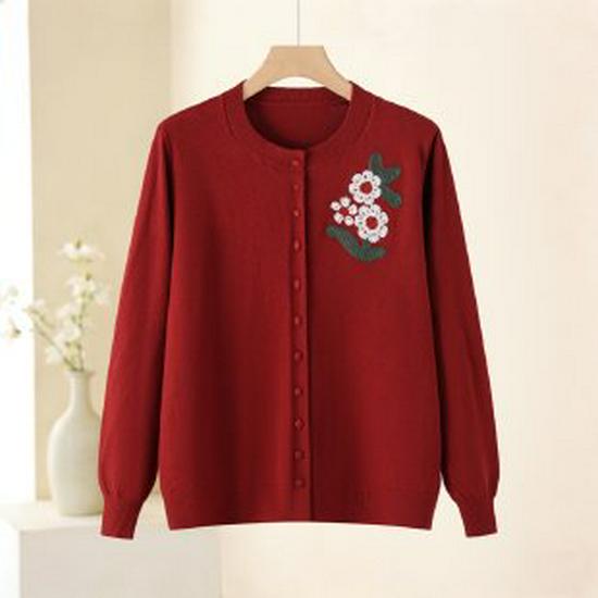 Stylish Spring 2026 Knit Sweater for Middle-Aged and Elderly Women