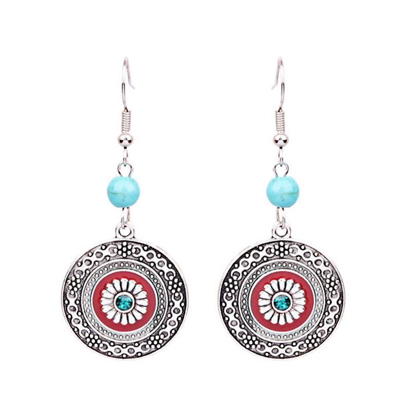 

Vintage Ethnic Enamel Drop Oil Round Water Drop Earrings for Women Boho Multilcolor Beads Dangle Earring Female Pendiente Mujer