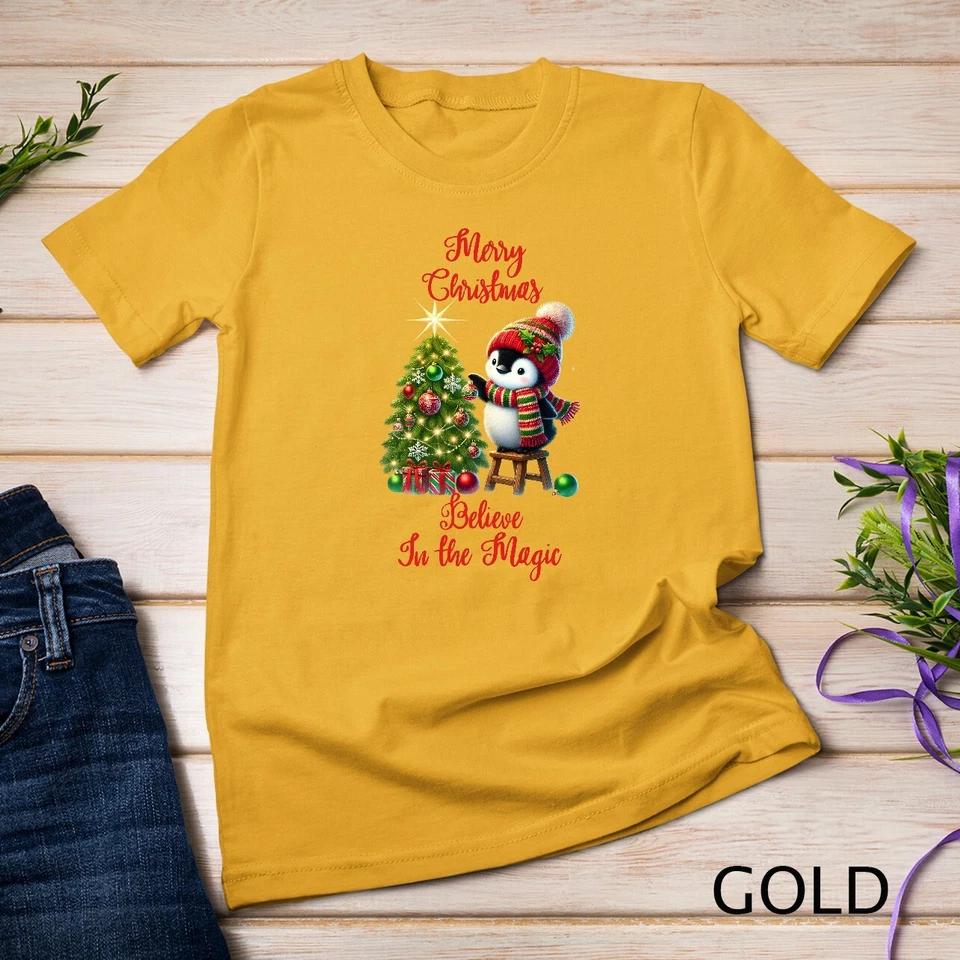 Snowy Christmas Cute Penguin #1 Funny Christmas Shirt Unisex T-shirt 6 M