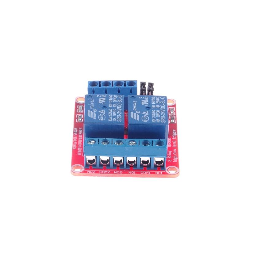 24V 2-Channel Relay Module with Optocoupler Relay Board High Low Trigger with LED Load DC 30V AC 250V 10A for PLC Automation Control, Industrial