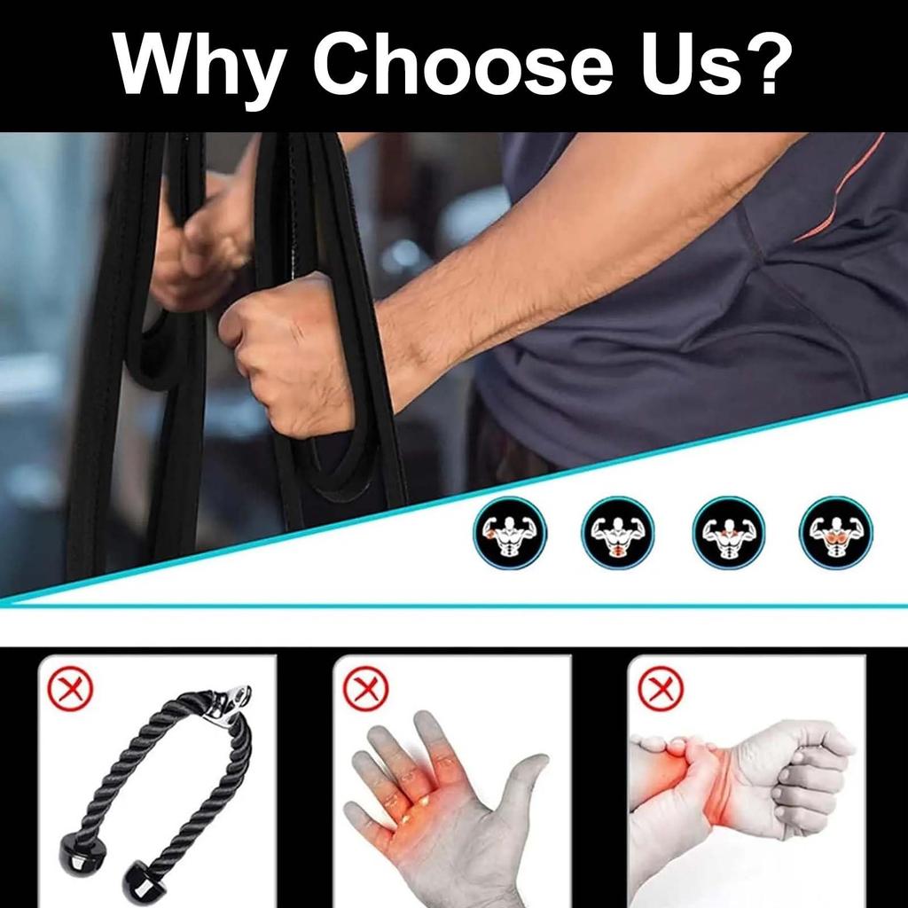 Triceps Rope Cable Pull Handles Pulley Fitness Triceps Pull Down Rope For Push-Downs Face Pulls, Gym Training Device