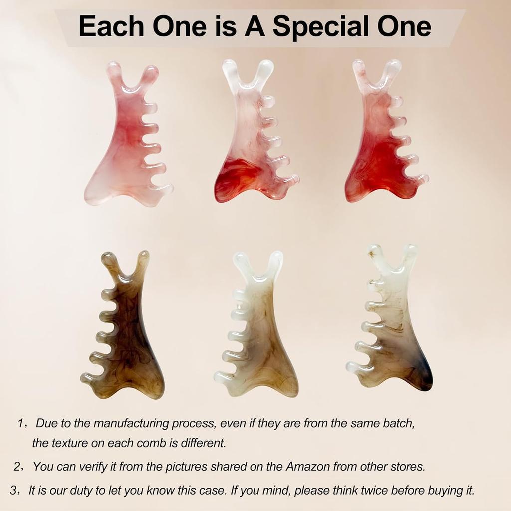 Head Scalping Massage Tool Comb for Hair Head Face Eye Neck Resin Body GuaSha Tool Relieve Stres Promote Lymphatic Circulation