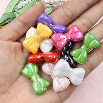 Key Chain Making Necklace Acrylic 10pcs 15.8*28.8mm Dazzle Big Bow Beads Beading Material for Bracelet Fashion