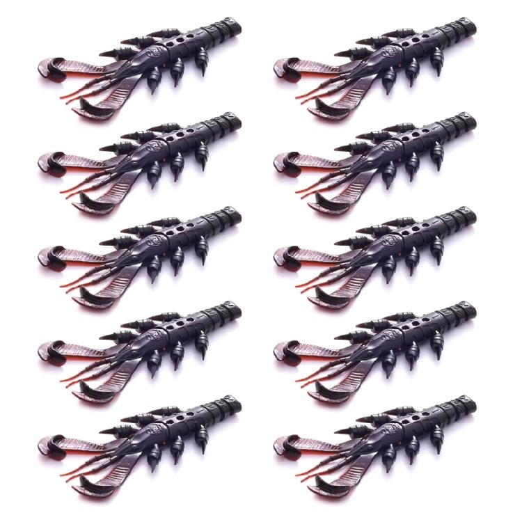 

10Pcs Crawfishes Lures Lobster Shrimp Swimbaits for Freshwater Saltwater Fishing Lures, Soft PVC Fishing Craw Baits Set