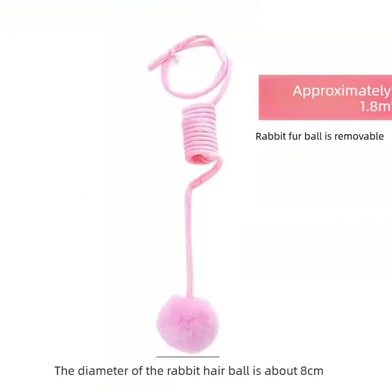 

Cat Play Toy Cats Interactive Spring Toy Intelligence Games for Cat Retractable Elastic Rope Teasing Cat Stick Hanging Pet Toy рожевий