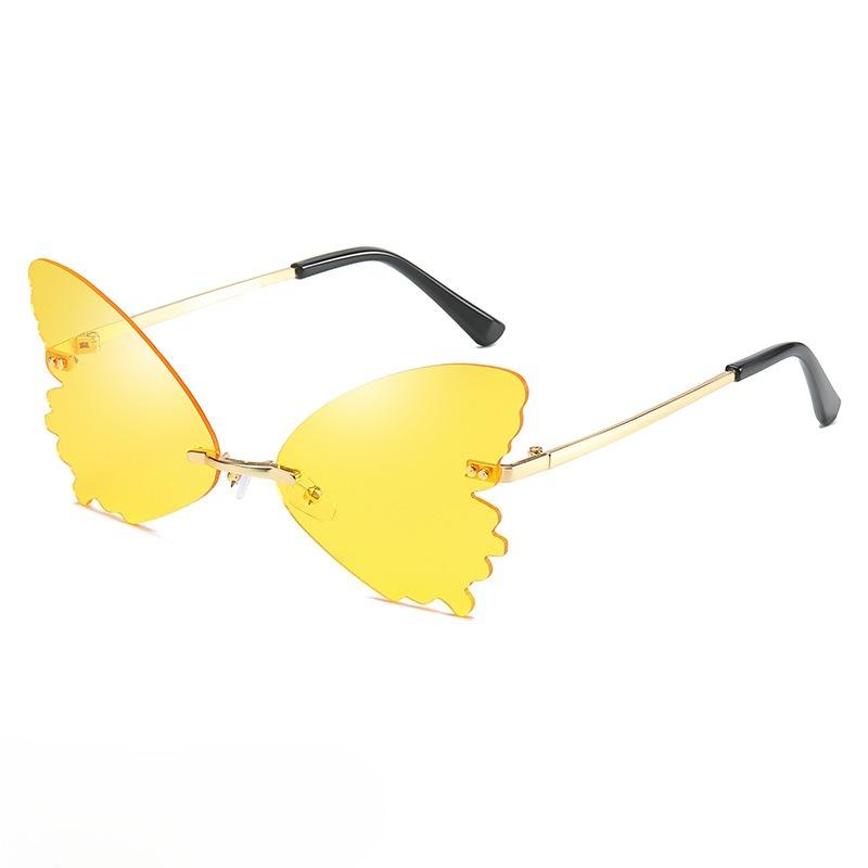 Gafas de Sol Vintage sin Montura Forma de Mariposa Streetwear Mujer Lujo Divertido Rosa Gafas de Sol Tonos UV400 2026 Marca Diseñador SG031