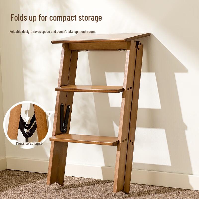Bamboo Foldable 3-Step Ladder Stool