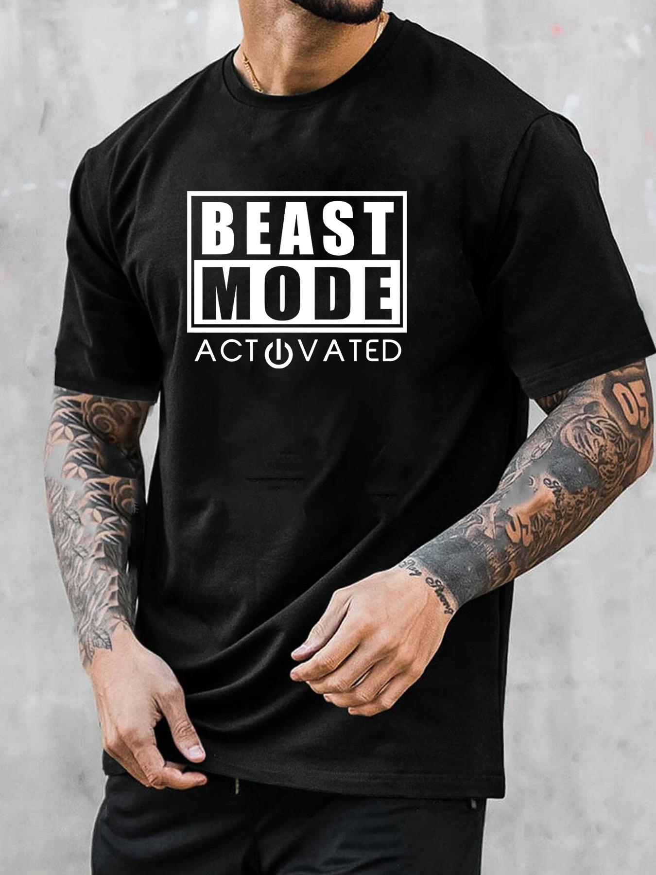 BEAST MODE printed mens shortsleeved Tshirt comfortable casual breathable top suitable for mens fitness training jogging S