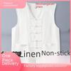 Men's Retro Chinese Linen Tang Suit Vest - Summer Breathable and Lightweight
