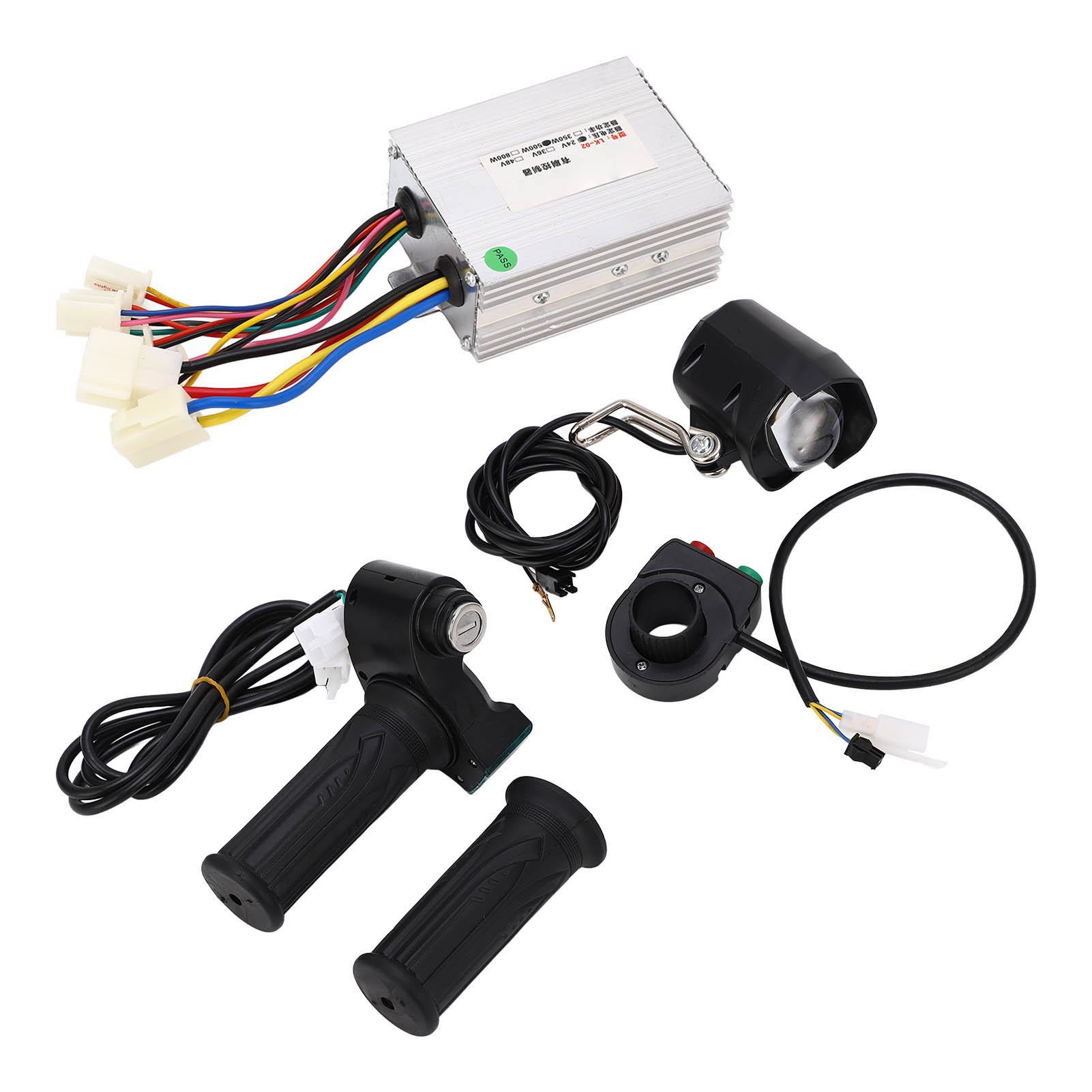 24V 500W Motor Speed Controller Headlight Throttle Grip with Lock and Keys for Electric Bike Scooter