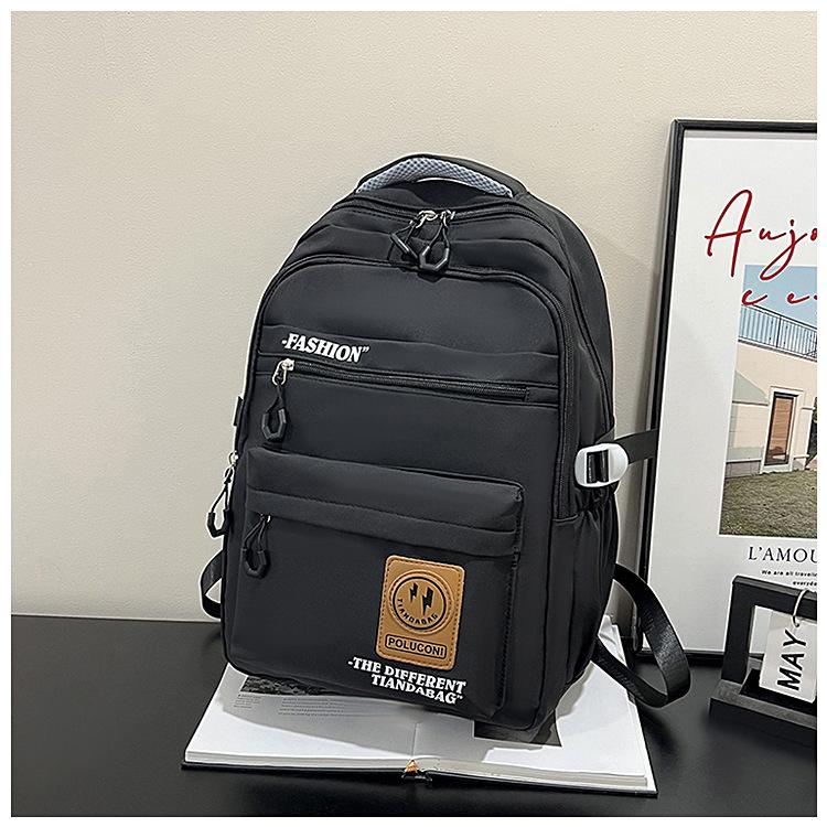 

Рюкзак в стиле ретро, для девочек, большой вместимости, для старшеклассниц и учениц средней школы, контрастного цвета, школьный портфель, мужской, модный, для компьютера чёрный