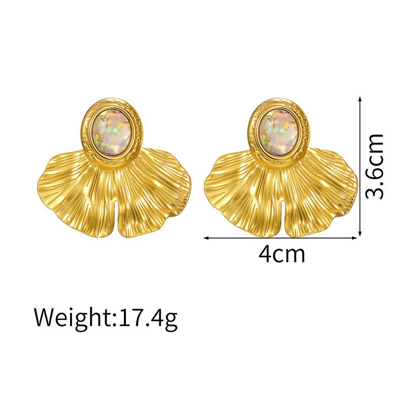 18K Gold Ginkgo Leaf Earrings - Stainless Steel, Personalized Creative Design, Light Luxury Elegant Feel