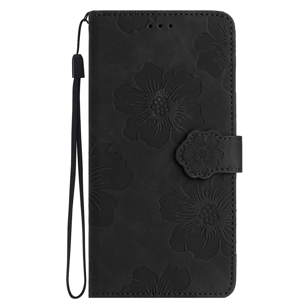 For Samsung Galaxy A26 5G Case Flower Design Leather Wallet Phone Cover with Wrist Strap