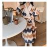 Autumn/Winter Women's Coral Fleece Bathrobe: V-neck, Belted, Long Sleeves, Mid-length, Sweet Style, Warm Homewear.