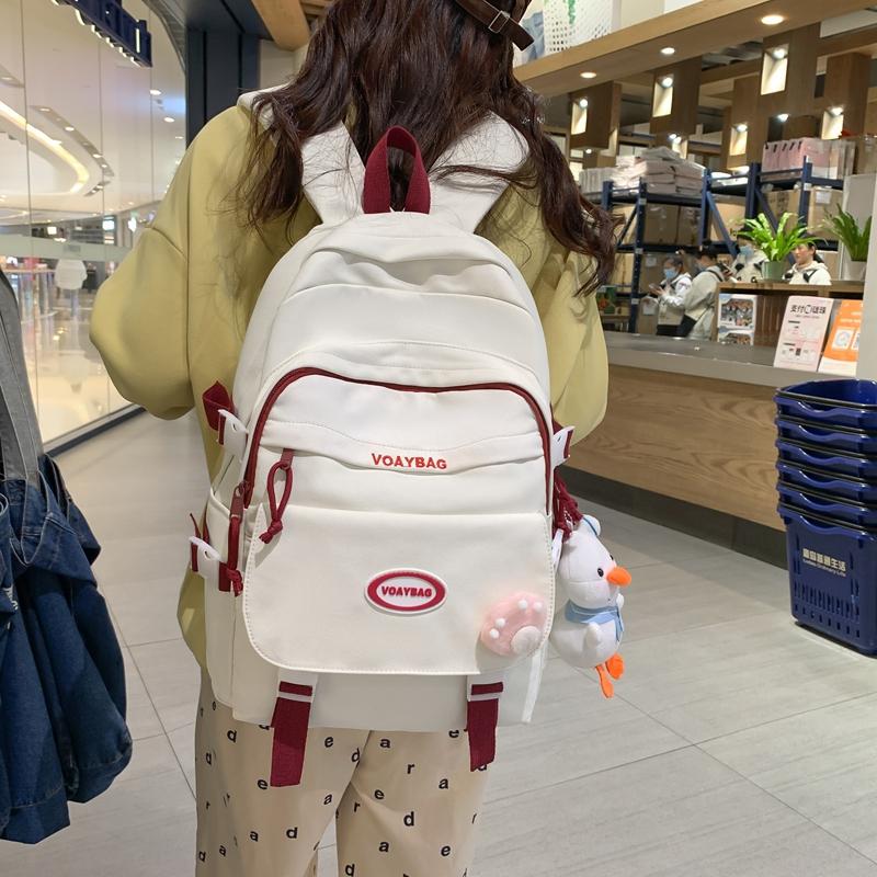 Contraste de Couleurs Sac d'École Étudiant Style Collège Sac à Dos Féminin Grande Capacité Sac d'École Étudiant Collège