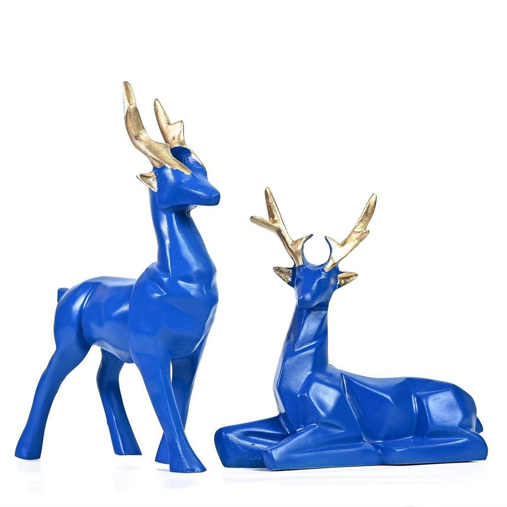 Set of 2 Deer Showpieces | Elegant Hiran Statues for Nature-Home and Office Décor, Ideal as Thoughtful Gifts for Nature , Family, and Friends (Blue)