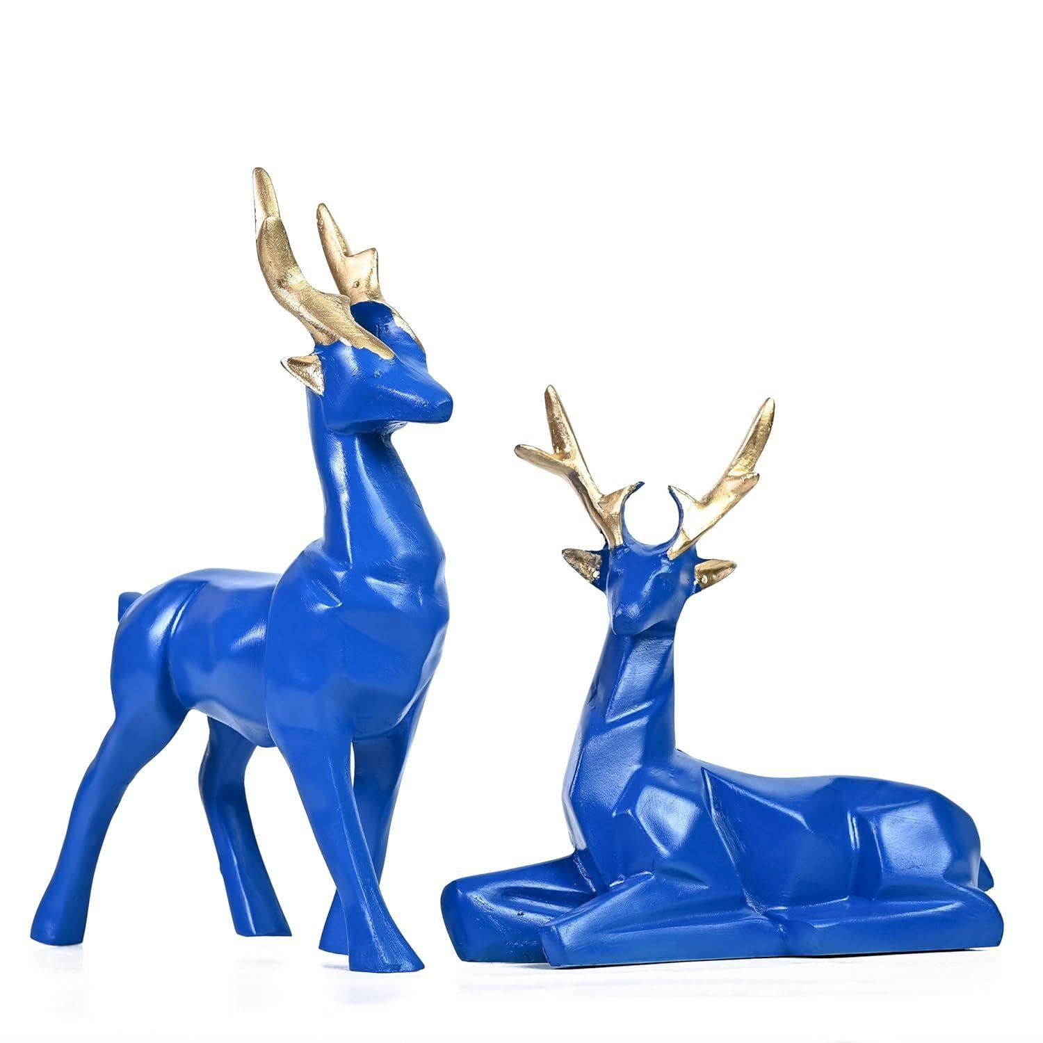 

Подарочные предметы для женщин, Набор из 2 смоляных статуэток «Синий олень» – Изысканные статуэтки «Хиран» для дома, офиса, Идеально для новоселья