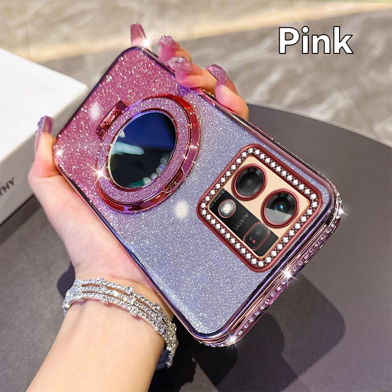 For OPPO Reno 12 12F 13F Luxury Magnetic Plating Stand Shockproof Glitter Phone Case For OPPO Reno 12 Bling Cover Reno 13F Cases