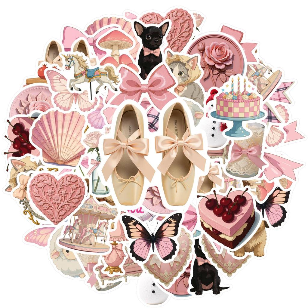 35pcs Whimsical Bow Stickers Romantic Romantic Stationery Stickers Stickers For Suitcase Fridge Phone Luggage Laptop