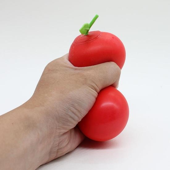 Simulated Red Fruit Squeeze Toy, Anxiety Relief Green Fruit Stress Ball, Focus Aid Relaxation Fruit Sensory Fidget Toy, Decompression Gadget