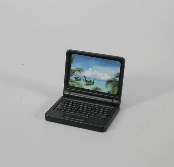 Mini Cartoon Laptop Model for Kids' Dollhouse Decor