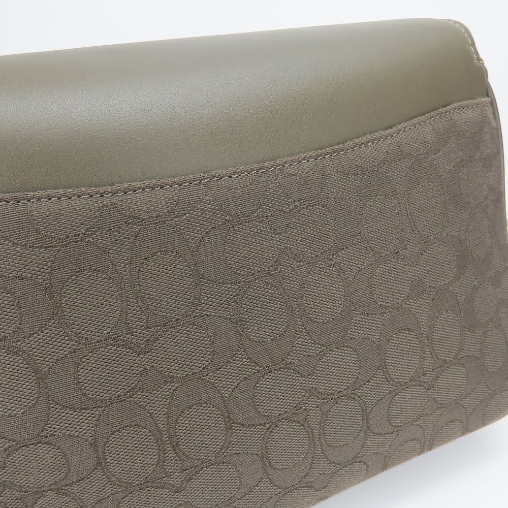 Gebrauchte COACH Umhängetasche Pace Messenger CT818 Signature Leder/Canvas khaki khaki Alltagsgebrauch