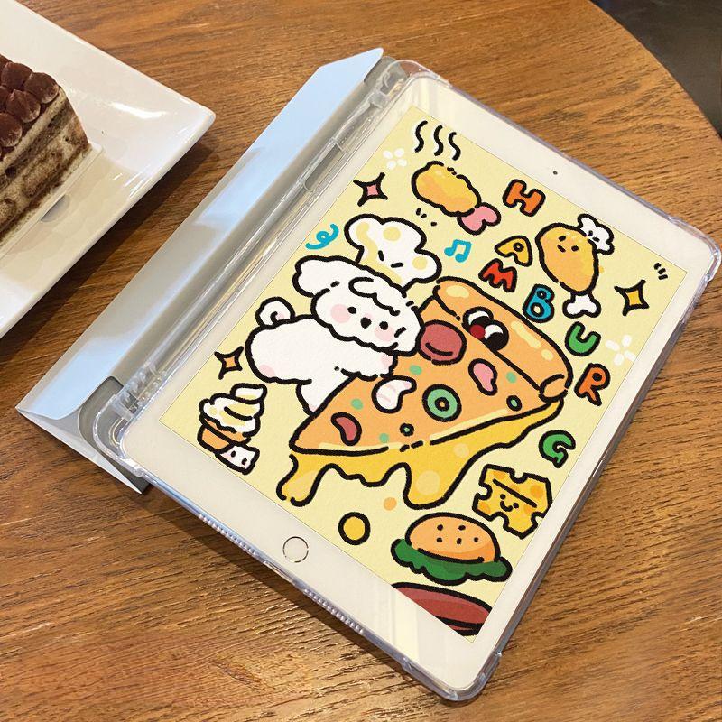 Für iPad Air6 Hülle Süßes Burger Welpen Muster iPad Smart Style Tri-Fold Hülle für iPad Pro2024 11 13 Air6 Air5 Air4 10.9 Air3 10.5 mit Bleistifthalter