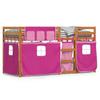 VidaXL Lit superposé avec rideaux rose 90x200 cm bois pin massif, lit, cadre de lit, lit superposé bas, meuble de chambre à 3283948