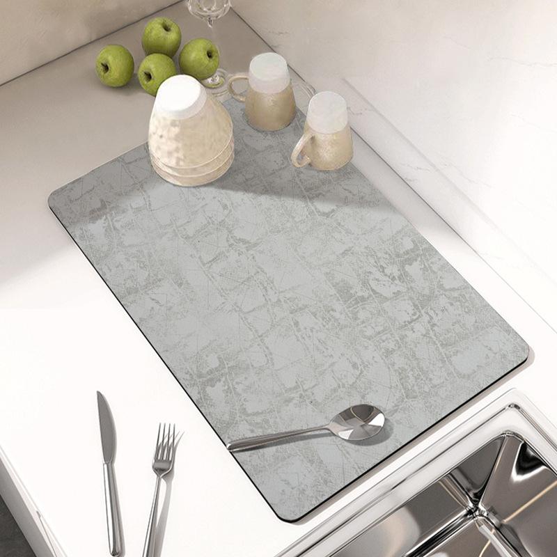Kitchen Countertop Drain Mat Absorbent Non-slip Mat Tableware Drying Mat Cup Mat Insulated Tea Table Bar Mat