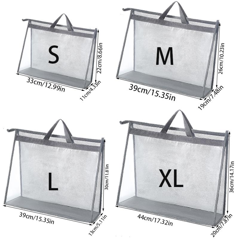 Transparent Handbag Dust Bag, Waterproof PVC Material, With Fabric Handle, Visible Handbag, Used For Wardrobe Handbag Storage