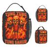 Tung Tung Tung Sahur Italian Brainrot Lunch Bag Vintage Lunch Box School Portable Insulated Thermal Tote Handbags Unisex Oxford