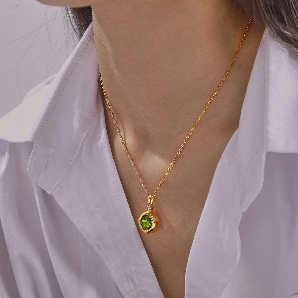 New Creativity Can Be Exchanged For 12 Kinds Of Colored Zircon Treasure Box Earrings 12 Birthstone Square Necklace Jewelry Set