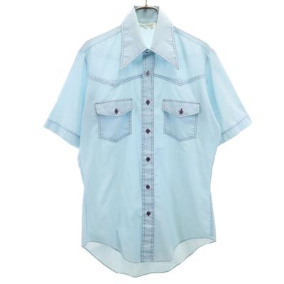 K MART 70s Vintage Short Sleeve Western Shirt Light Blue Men's Used