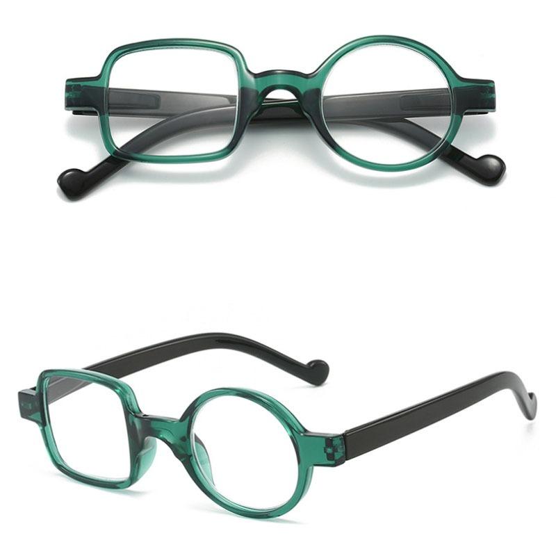 Vintage Asymmetric Anti Blue Light Prescription Reading Glasses Woman Eyeglasses with One Square and One Round Frame