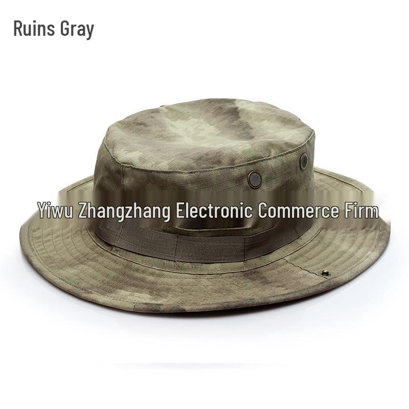 Military Fan Round Brim Camouflage Sun Hat with Python Pattern