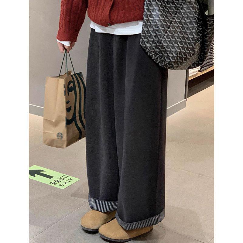 

Japanese Retro High-Waisted Wool Wide-Leg Pants for Women - Autumn/Winter Style S (Recommended for 80-90kg)