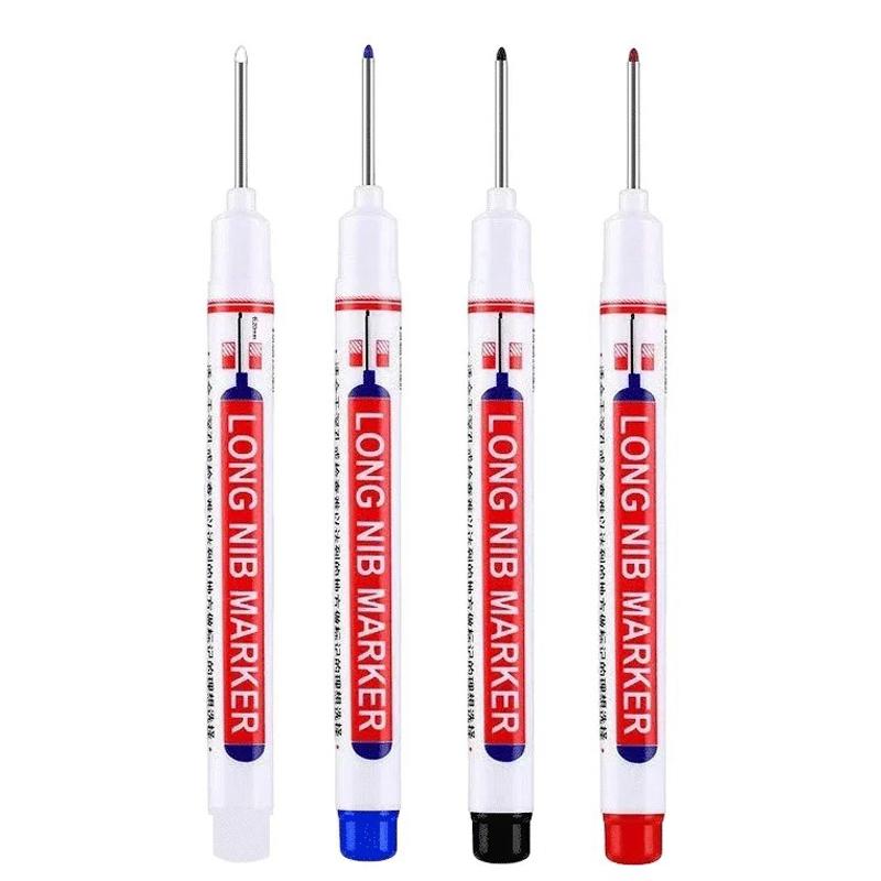 

4Pcs White 20mm Deep Hole Long Nib Head Markers Set for Metal Perforating Pen Bathroom Woodworking Decoration Multi-Purpose