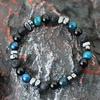 Natural Hematite Stone Beaded Bracelet Men Handmade Unfading Strand Braclet Jewelry Office Leisure Homme Accessories