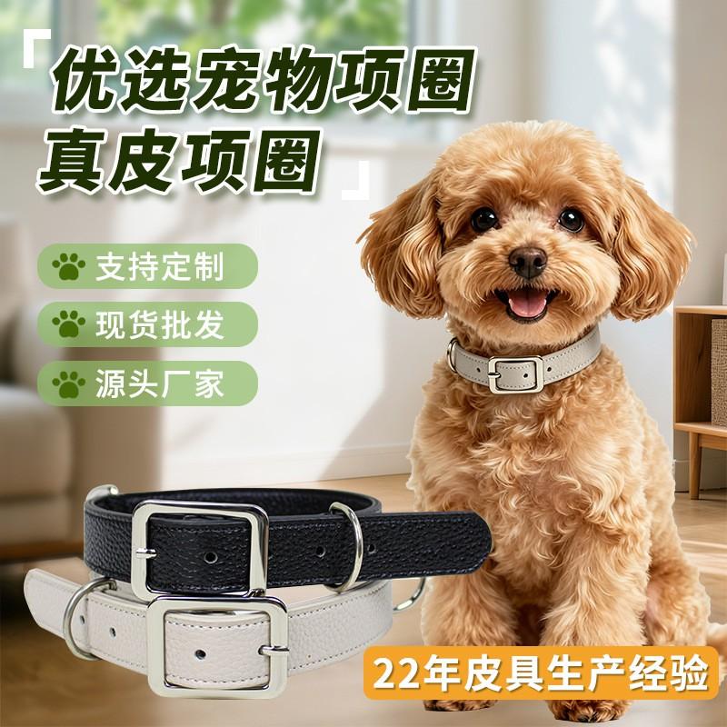Medium Large Dog Leather Collar Leash Set Adjustable Pet Training Walking Gear