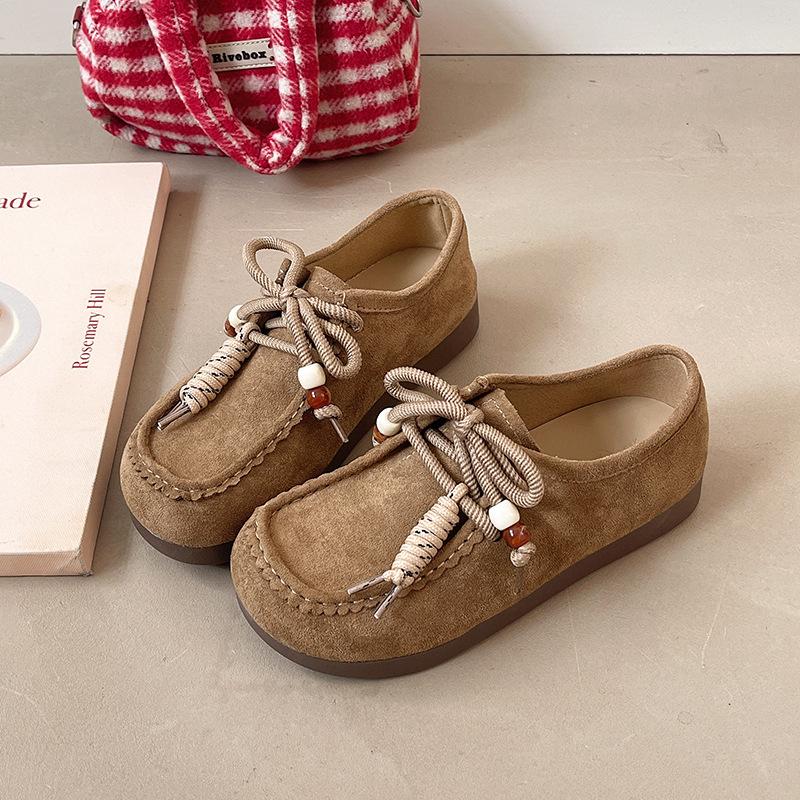 

Fashion Thick Soled Shoes for Women 2025 New Autumn Versatile Beaded Lace Up Retro Casual Shoes Comfortable Women s Daily Sneakers 35-40 35 хаки