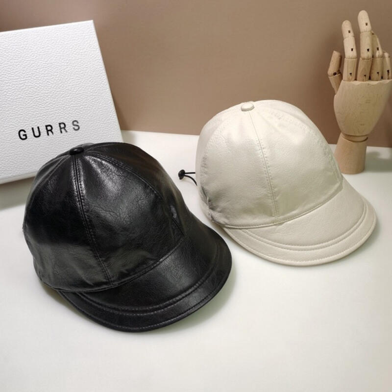 Retro-inspired leather stopper ball cap C2 ivory IVORY