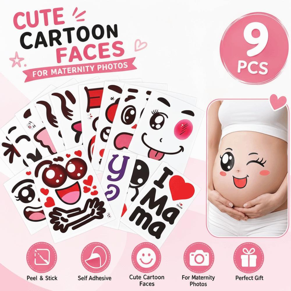 9PCS/Set Peel and Stick Pregnancy Belly Stickers Baby Bump Stickers Pregnancy Photoshoots