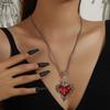 Halloween Gothic Rotes Herz Dornen Halskette mit Kreuz